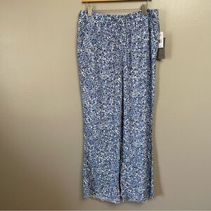Royalty For Me Women’s Size Large Linen blend Pants blue tiny flower